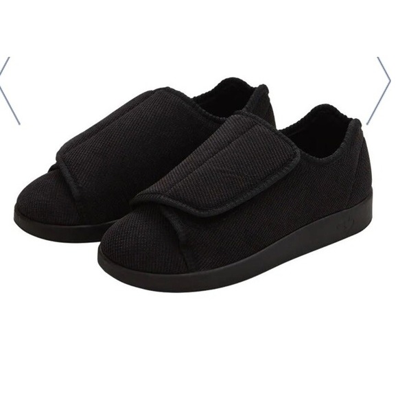 Shoes - Silverts Slippers Shoes Mens 8 Womens 10 Extra Wide Easy Hook Loop SV15100 Black
